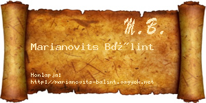Marianovits Bálint névjegykártya